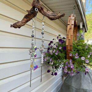 Bohemian Driftwood Colorful Crystal and Beaded Wind Chimes